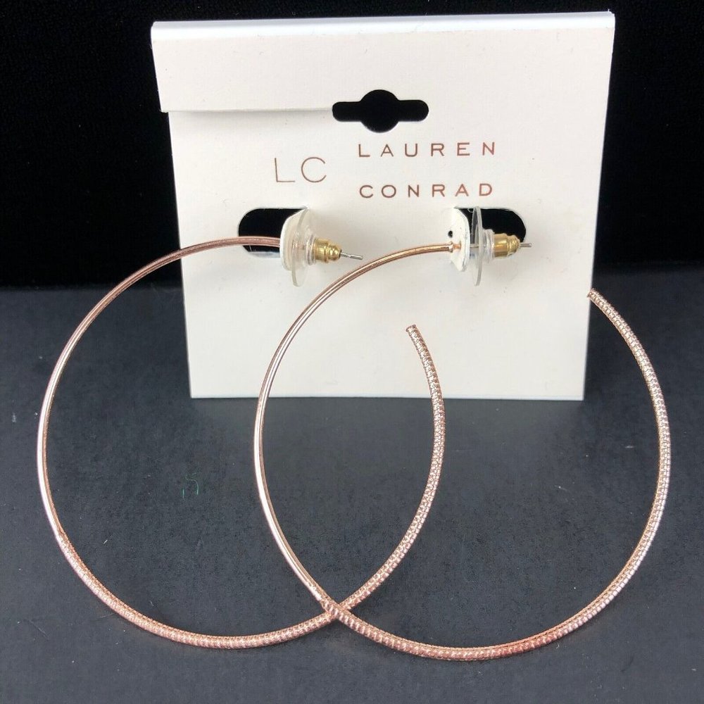 LC Lauren Conrad Earrings Copper-Tone Textured Hoops